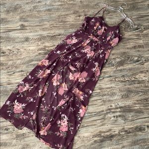 Wine floral romper